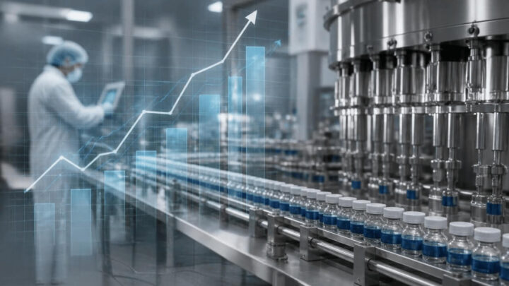Operario trabajando en línea de producción del sector farmacéutico e industrial en Venezuela